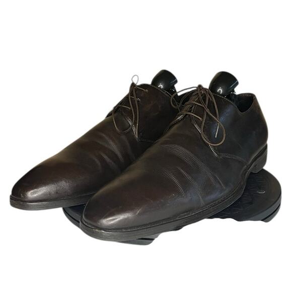 Boss Hugo Boss Italian Leather Derby Dress Shoes Size 8.5 Dark Brown - Picture 2 of 6